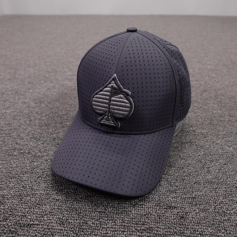 Pins & Aces Hat Cap Fitted Mens M Gray Perforated Golf Microfiber Logo Baseball